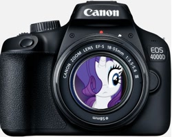 Size: 882x706 | Tagged: safe, artist:karadeg, derpibooru import, rarity, unicorn, canon (camera), joke, solo, zoom lens