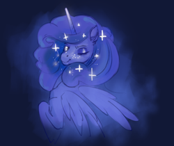 Size: 2000x1680 | Tagged: safe, artist:adobewtf, derpibooru import, princess luna, alicorn, pony, female, looking at you, mare, one eye closed, sketch, smiling, solo, sparkles, wink, winking at you