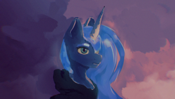 Size: 1280x720 | Tagged: safe, artist:al1-ce, derpibooru exclusive, derpibooru import, princess luna, luna eclipsed, cute, digital painting, lunabetes, paintover, redraw, scene interpretation, solo