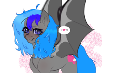 Size: 2022x1218 | Tagged: safe, artist:azaani, derpibooru import, oc, oc:pip, bat pony, pony, bat pony oc, bat wings, solo, speech bubble, wings