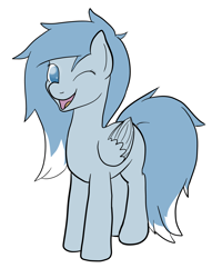 Size: 4000x5000 | Tagged: safe, artist:zombietator, derpibooru import, oc, oc only, pegasus, pony, one eye closed, open mouth, pegasus oc, simple background, smiling, solo, white background, wings, wink