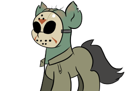 Size: 1100x800 | Tagged: safe, artist:tranzmuteproductions, derpibooru import, earth pony, pony, clothes, jason voorhees, male, mask, ponified, simple background, solo, stallion, transparent background