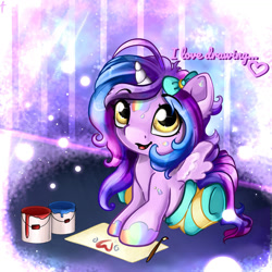 Size: 1280x1281 | Tagged: safe, artist:appleneedle, derpibooru import, oc, oc:tally, alicorn, pony, art, character, creativity, digital, draw, drawing, dream, fanart, heart, hobby, love, magic, paint, painting