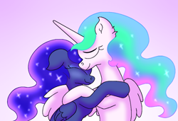 Size: 4385x3000 | Tagged: safe, artist:iceflower99, derpibooru import, princess celestia, princess luna, alicorn, pony, celestia and luna, female, hug, sibling love, siblings, sisterly love, sisters