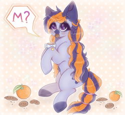 Size: 1200x1100 | Tagged: safe, artist:saltyvity, derpibooru import, oc, earth pony, pony, commission, cookie, cute, food, orange, solo, sparkles, tail, tea