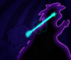 Size: 2490x2100 | Tagged: safe, artist:iceflower99, derpibooru import, princess luna, tantabus, oc, oc:buggy brush, pony, unicorn, beam, blast, laser beam, magic, magic beam, magic blast, sketch, tantabusified