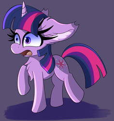 Size: 3065x3250 | Tagged: safe, artist:windykirin, derpibooru import, twilight sparkle, unicorn twilight, pony, unicorn, big ears, chest fluff, ear fluff, ears, female, floppy ears, open mouth, simple background, solo