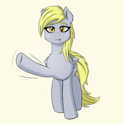 Size: 900x900 | Tagged: safe, artist:nathayro37, derpibooru import, derpy hooves, pegasus, pony, female, simple background, solo, tongue, tongue out, waving