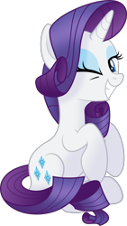 Size: 4000x7117 | Tagged: safe, artist:negatif22, derpibooru import, rarity, pony, unicorn, .svg available, cute, female, grin, looking at you, mare, movie accurate, one eye closed, raribetes, simple background, sitting, smiling, smiling at you, solo, transparent background, vector, wink, winking at you