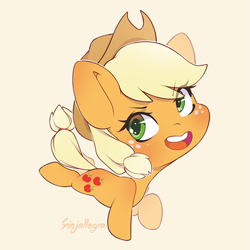 Size: 559x559 | Tagged: safe, artist:ginjallegra, derpibooru import, applejack, earth pony, pony, applejack's hat, chibi, clothes, cowboy hat, cute, female, hat, jackabetes, mare, simple background, solo