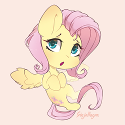 Size: 559x559 | Tagged: safe, artist:ginjallegra, derpibooru import, fluttershy, pegasus, pony, chibi, cute, female, looking at you, mare, shyabetes, simple background, solo, wings