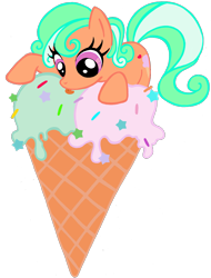 Size: 2137x2806 | Tagged: safe, artist:telasra, derpibooru import, oc, oc only, earth pony, pony, earth pony oc, female, food, ice cream, licking, mare, micro, simple background, smiling, solo, tongue, tongue out, transparent background