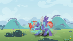 Size: 4000x2250 | Tagged: safe, derpibooru import, oc, oc:major tremor(kaitykat), pony, alternate timeline, amputee, artificial alicorn, artificial wings, augmented, base used, prosthetic horn, prosthetic limb, prosthetic wing, prosthetics, time travel, vector, wings