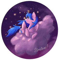 Size: 3472x3560 | Tagged: safe, artist:strutenel, derpibooru import, firefly, firefly (insect), insect, pegasus, pony, g1, cloud, female, g1 to g4, generation leap, lying down, night, night sky, partial background, prone, simple background, sky, solo, transparent background
