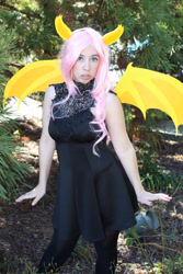 Size: 2000x3000 | Tagged: safe, artist:skyfairystarling, derpibooru import, fluttershy, bat pony, human, bat ponified, clothes, cosplay, costume, flutterbat, irl, irl human, nekocon, pantyhose, photo, race swap, species swap