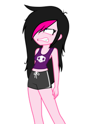 Size: 1024x1220 | Tagged: safe, artist:zoe-975, derpibooru import, oc, oc only, oc:zoe star pink, equestria girls, clothes, equestria girls oc, female, gritted teeth, shorts, simple background, sleeveless, solo, tanktop, transparent background