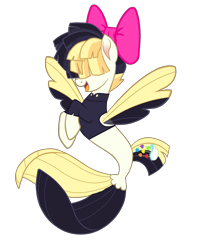 Size: 2009x2517 | Tagged: safe, artist:princessstar2000, derpibooru import, songbird serenade, pegasus, seapony (g4), my little pony: the movie, clothes, dorsal fin, female, fin wings, fins, fish tail, flowing tail, open mouth, ribbon, seaponified, simple background, smiling, solo, species swap, tail, transparent background, wings