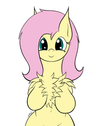 Size: 1468x1797 | Tagged: safe, artist:wapamario63, fluttershy, pegasus, pony, chest fluff, cute, female, flat colors, hips, impossibly large chest fluff, looking at you, mare, shyabetes, simple background, smiling, solo, transparent background