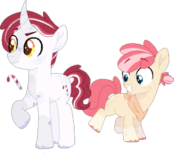 Size: 509x447 | Tagged: safe, artist:rickysocks, derpibooru import, oc, oc:cameo dazzle, oc:candy cane, earth pony, pony, unicorn, brothers, colt, magical lesbian spawn, male, offspring, parent:apple bloom, parent:diamond tiara, parents:diamondbloom, siblings, simple background, transparent background