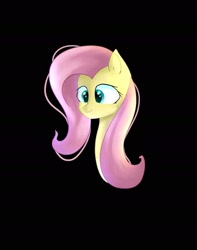 Size: 1514x1922 | Tagged: safe, artist:3naa, derpibooru import, fluttershy, pegasus, pony, black background, bust, female, simple background, solo