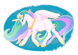 Size: 2388x1707 | Tagged: safe, artist:rachelsponies, derpibooru import, princess celestia, alicorn, pony, female, smiling, solo