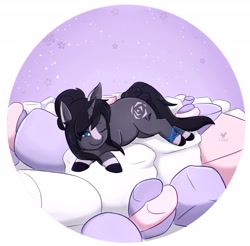 Size: 2112x2080 | Tagged: safe, artist:foxhatart, derpibooru import, oc, oc:lavender rose, pony, unicorn, blaze (coat marking), coat markings, facial markings, female, food, mare, marshmallow, micro, one eye closed, sleeping, solo