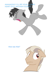 Size: 2071x2871 | Tagged: safe, artist:darkstorm619, derpibooru exclusive, derpibooru import, oc, oc:dossier, oc:terminal velocity, pegasus, pony, unicorn, awkward silence, comic, duo, scared, screaming, shocked, vulgar