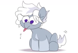 Size: 1437x989 | Tagged: safe, artist:mochi_nation, derpibooru import, oc, oc only, oc:silver bolt, earth pony, pony, coat markings, female, mare, sitting, socks (coat marking), solo, tongue, tongue out