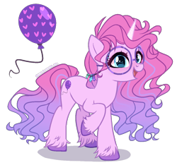 Size: 1100x1030 | Tagged: safe, artist:gihhbloonde, derpibooru import, oc, pony, unicorn, female, glasses, magical lesbian spawn, mare, offspring, parent:izzy moonbow, parent:pinkie pie, simple background, solo, transparent background