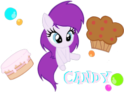 Size: 2838x2113 | Tagged: safe, artist:telasra, derpibooru import, oc, oc only, oc:candy, earth pony, pony, cake, cupcake, earth pony oc, female, filly, food, simple background, sitting, smiling, solo, transparent background