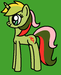 Size: 370x458 | Tagged: safe, artist:rainbowbro58, derpibooru import, mimic (g1), pony, twinkle eyed pony, unicorn, g1, g4, cute, female, g1 to g4, generation leap, green background, mare, mimicbetes, simple background, smiling, solo