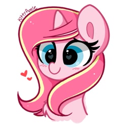 Size: 911x889 | Tagged: safe, artist:kittyrosie, derpibooru import, oc, oc only, oc:rosa flame, pony, unicorn, blushing, chest fluff, cute, heart, heart eyes, ocbetes, smiling, solo, wingding eyes