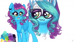 Size: 1280x720 | Tagged: safe, artist:hippykat13, artist:sabokat, derpibooru import, oc, oc only, pegasus, pony, :3, colorslive, curly hair, ear piercing, earring, glasses, jewelry, long hair, pegasus oc, piercing, solo