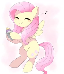 Size: 1738x1983 | Tagged: safe, artist:ginmaruxx, derpibooru import, fluttershy, pegasus, pony, blushing, eyes closed, female, mare, music notes, smiling, solo