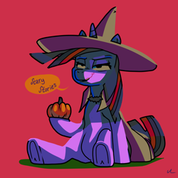 Size: 4500x4500 | Tagged: safe, artist:docwario, derpibooru import, twilight sparkle, pony, hat, pumpkin, sitting, solo, twitober, witch hat