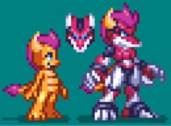 Size: 1024x759 | Tagged: safe, derpibooru import, smolder, megaman, pixel art, sprite