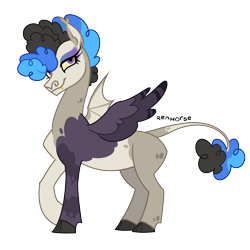 Size: 2000x2000 | Tagged: safe, artist:renhorse, derpibooru import, oc, hybrid, offspring, parent:coloratura, parent:discord, simple background, solo, transparent background