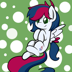 Size: 3000x3000 | Tagged: safe, artist:zombietator, derpibooru import, oc, oc only, pegasus, pony, pegasus oc, polka dot background, smiling, solo, wings