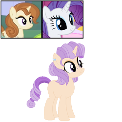 Size: 600x600 | Tagged: safe, artist:tragedy-kaz, derpibooru import, rarity, oc, pony, unicorn, base used, cinnamon chai, eyelashes, female, horn, magical lesbian spawn, mare, offspring, screencap reference, simple background, transparent background, unicorn oc