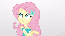 Size: 3410x1920 | Tagged: safe, derpibooru import, screencap, fluttershy, better together, equestria girls, rollercoaster of friendship, clothes, cutie mark, cutie mark on clothes, female, geode of fauna, hairpin, high res, jewelry, magical geodes, necklace, solo