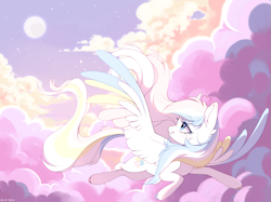 Size: 2267x1700 | Tagged: safe, artist:kitten-in-the-jar, derpibooru import, oc, pegasus, pony, cloud, female, flying, mare, solo