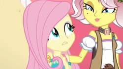 Size: 3410x1920 | Tagged: safe, derpibooru import, screencap, fluttershy, vignette valencia, better together, equestria girls, rollercoaster of friendship, female, high res, jewelry, necklace, smiling