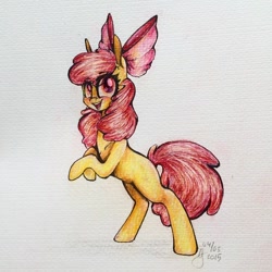 Size: 640x640 | Tagged: safe, artist:alwayspony, derpibooru import, apple bloom, earth pony, pony, bipedal, female, filly, solo, traditional art