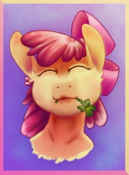 Size: 1978x2688 | Tagged: safe, artist:kooraburra, derpibooru import, apple bloom, earth pony, pony, clover, female, filly, four leaf clover, solo