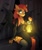 Size: 3413x4096 | Tagged: safe, artist:buvanybu, derpibooru import, oc, oc only, anthro, bat, bat pony, anthro oc, bat pony oc, clothes, dress, fangs, female, lantern, looking at you, mare, side slit, sitting, smiling, smiling at you, solo, stockings, thigh highs, total sideslit