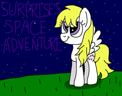 Size: 958x755 | Tagged: safe, artist:brobbol, derpibooru import, surprise, pegasus, pony, fanfic:surprise's space adventure, g1, g4, adoraprise, cute, cute eyes, female, g1 to g4, generation leap, mare, night, shadow, smiling, stars, surprise tales, sweet dreams fuel, title card