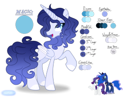 Size: 1632x1284 | Tagged: safe, artist:purplepotato04, derpibooru import, princess luna, rarity, oc, alicorn, pony, female, magical lesbian spawn, mare, offspring, parent:princess luna, parent:rarity, parents:rariluna