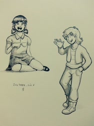 Size: 768x1024 | Tagged: safe, artist:apricalico, apple bloom, sweetie belle, human, humanized, inktober, inktober 2016