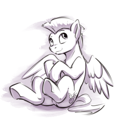 Size: 1209x1306 | Tagged: safe, artist:kam, derpibooru import, thunderlane, pegasus, male, sitting, solo, stallion