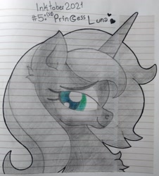 Size: 3119x3457 | Tagged: safe, artist:iceflower99, derpibooru import, princess luna, inktober, s1 luna, traditional art